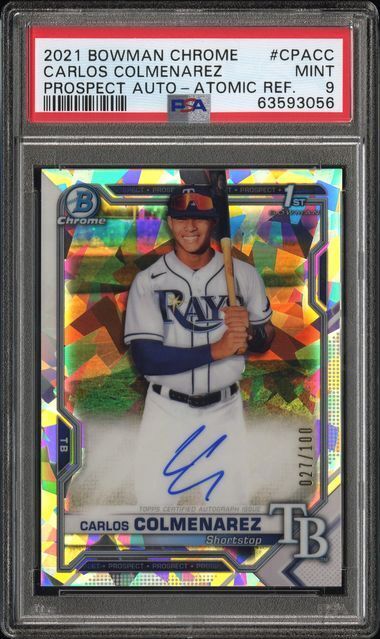 CARLOS COLMENAREZ 2021 BOWMAN CHROME 1ST ATOMIC REFRACTOR AUTO /100 PSA 9 MINT