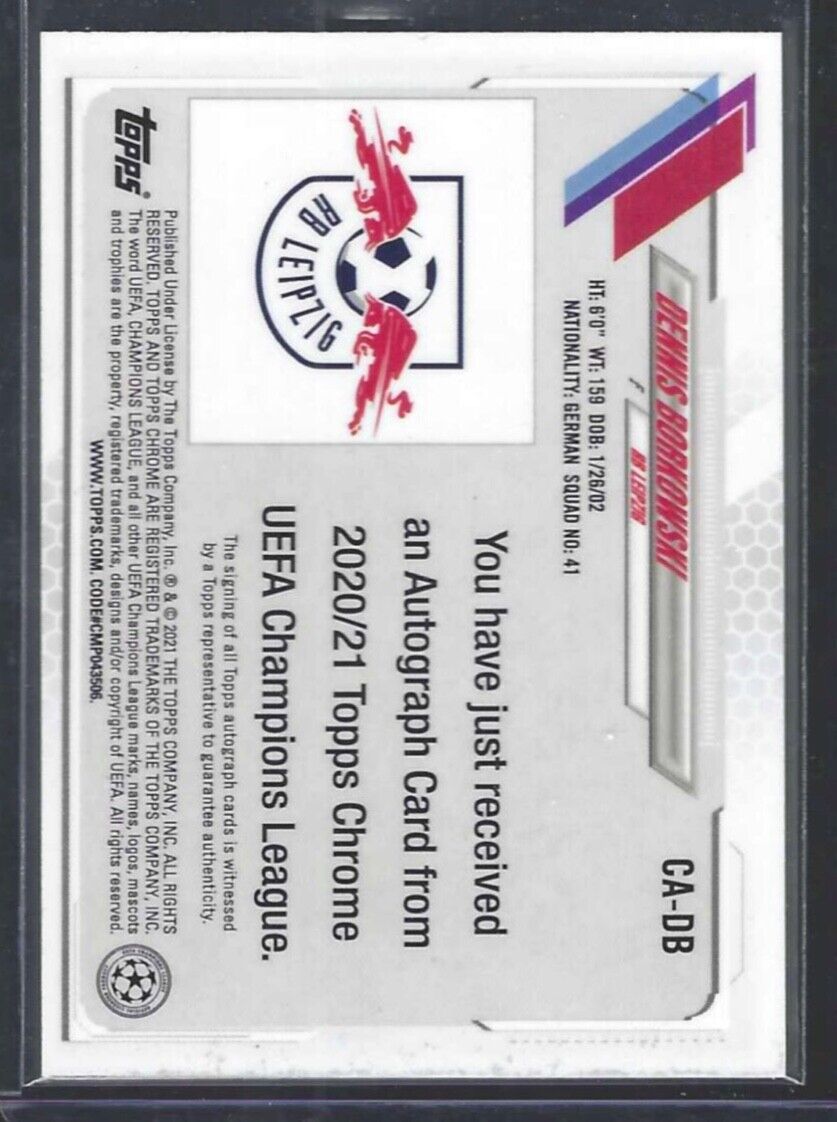 DENNIS BORKOWSKI 2020-21 TOPPS CHROME UEFA SILVER REFRACTOR AUTO RC #CA-DB