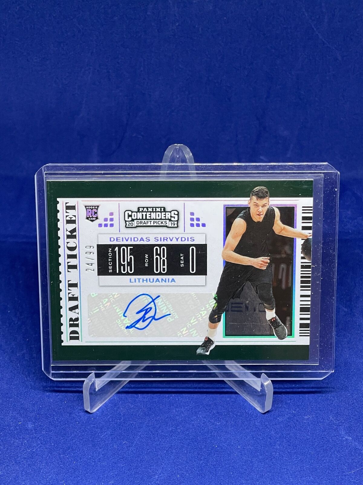 DEIVIDAS SIRVYDIS 2019 PANINI CONTENDERS DRAFT TICKET AUTO ROOKIE RC #D 24/99