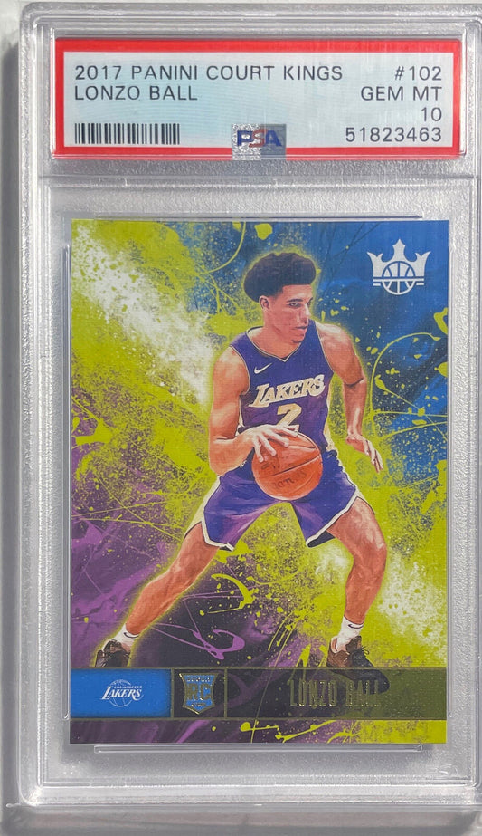 LONZO BALL 2017 PANINI COURT KINGS I ROOKIE RC #102 PSA 10 GEM MINT POP 11
