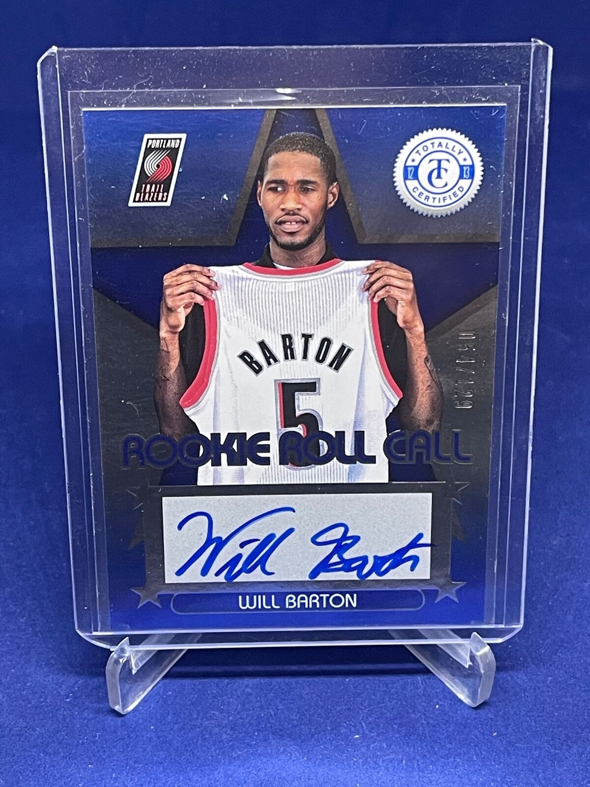 WILL BARTON 2012-13 TOTALLY CERTIFIED ROOKIE ROLL CALL BLUE AUTO RC #D 54/129