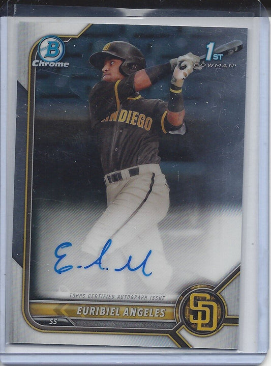 EURIBIEL ANGELES 2022 BOWMAN CHROME 1ST ON CARD PADRES PROSPECT AUTO