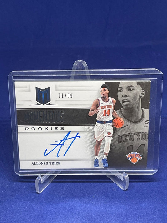 ALLONZO TRIER 2018-19 PANINI CHRONICLES MOMENTOUS ROOKIES AUTO RC #D 1/99