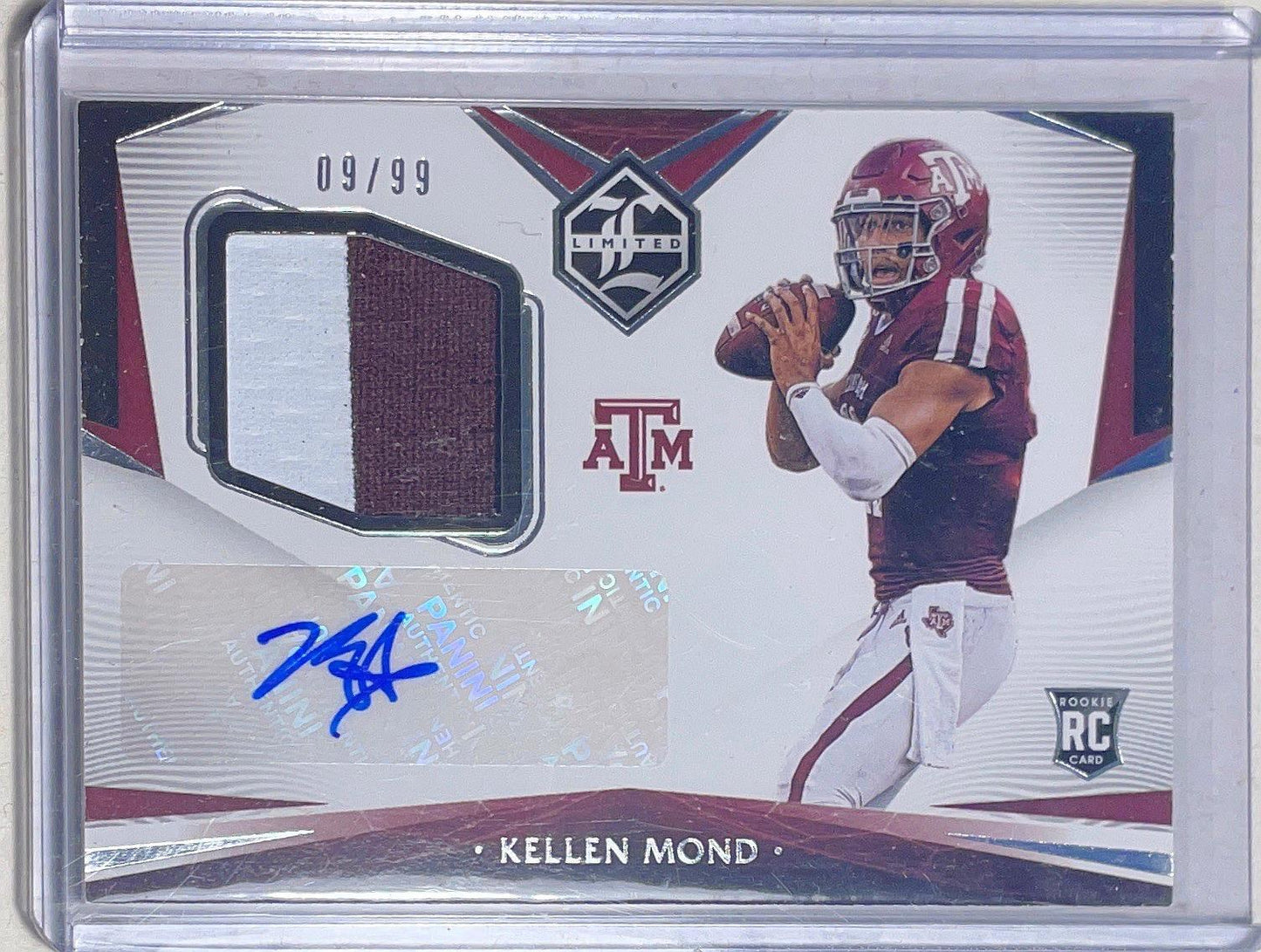 KELLEN MOND 2021 CHRONICLES LIMITED DRAFT PICKS PATCH AUTO ROOKIE RC #D 09/99