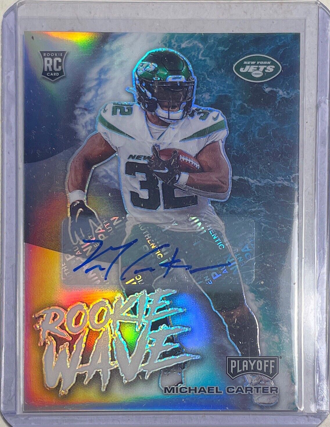 MICHAEL CARTER 2021 PANINI PLAYOFF ROOKIE WAVE AUTO PRIZM ROOKIE RC #D 68/99