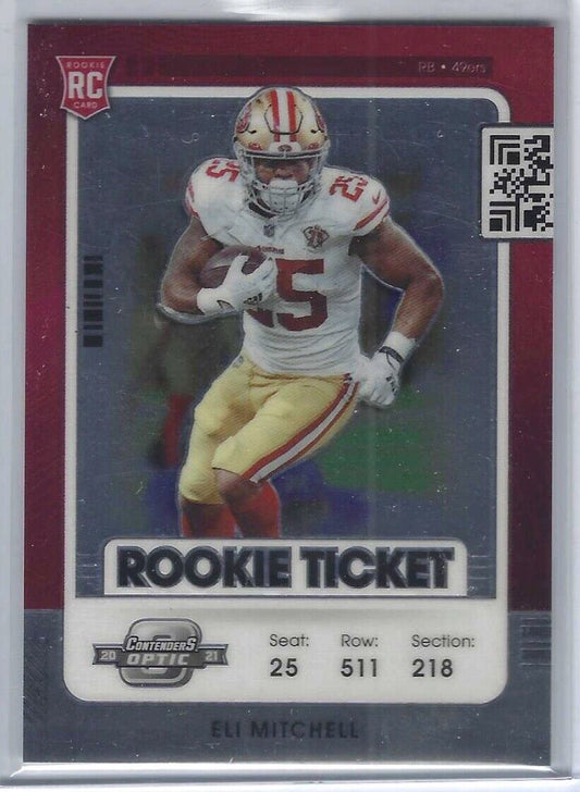 ELIJAH MITCHELL 2021 PANINI OPTIC CONTENDERS ROOKIE TICKET RC #100
