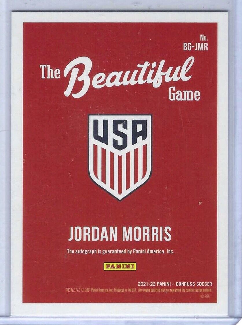 JORDAN MORRIS 2021-22 DONRUSS ROAD QATAR THE BEAUTIFUL GAME BLUE AUTO #D 96/99