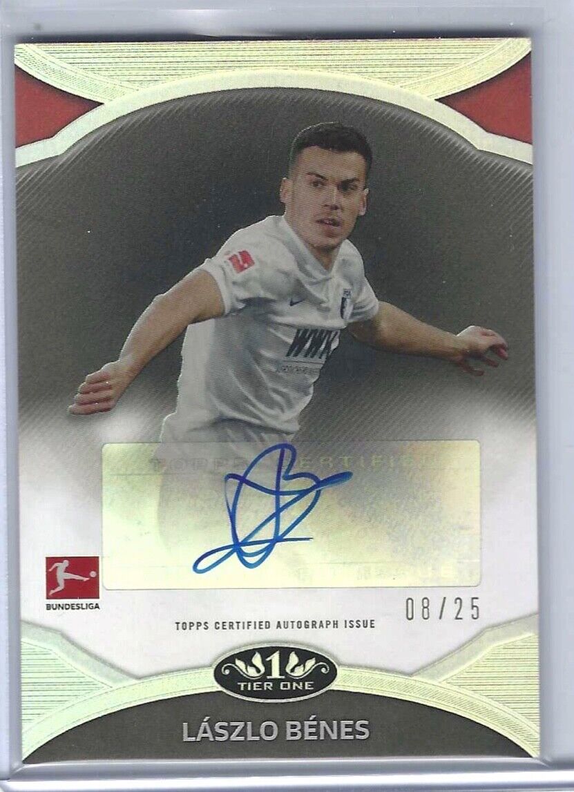 LASZLO BENES 2020-21 TOPPS TIER ONE BUNDESLIGA GREEN FOIL AUTO #D 08/25