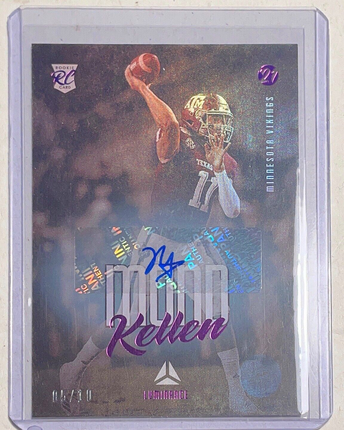 KELLEN MOND 2021 PANINI LUMINANCE PURPLE AUTO ROOKIE RC #D 05/10