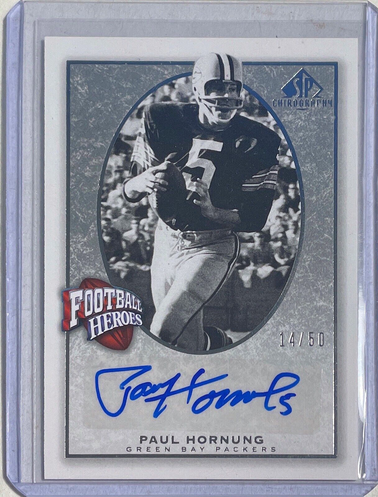 PAUL HORNUNG 2007 SP CHIROGRAPHY FOOTBALL HEROES AUTO #D 14/50
