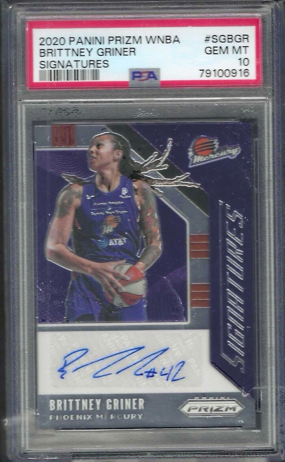 BRITTNEY GRINER 2020 PANINI PRIZM WNBA SIGNATURES AUTO PSA 10 GEM MINT POP 6