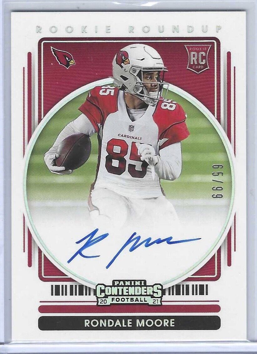 RONDALE MOORE 2021 PANINI CONTENDERS ROOKIE ROUNDUP AUTO RC #D 65/99