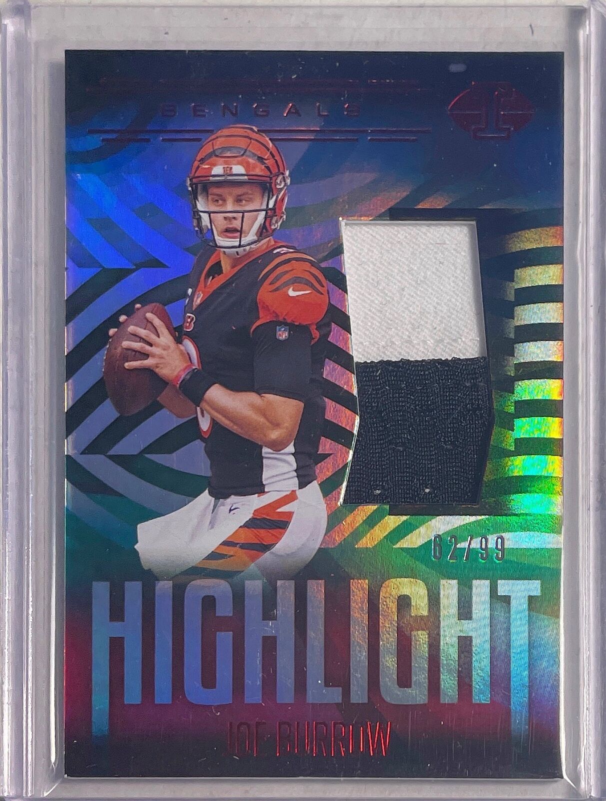 JOE BURROW 2021 PANINI ILLUSIONS HIGHLIGHT SWATCHES 2 COLOR PATCH #D 62/99