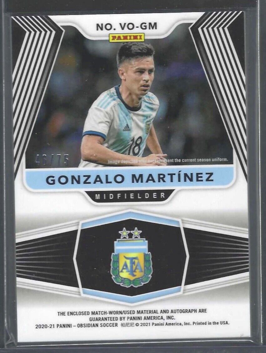 GONZALO MARTINEZ 2020-21 PANINI OBSIDIAN VOLCANIC PURPLE PATCH AUTO #D 46/75