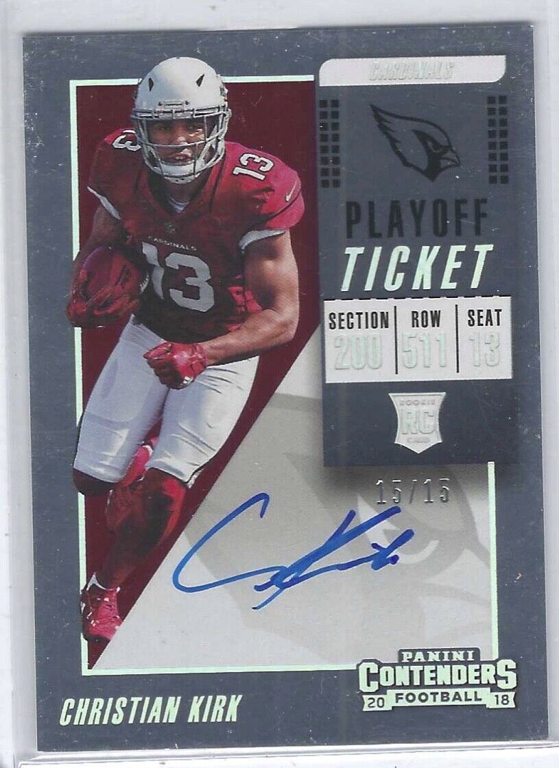 CHRISTIAN KIRK 2018 PANINI CONTENDERS PLAYOFF TICKET ON CARD AUTO RC #D 15/15