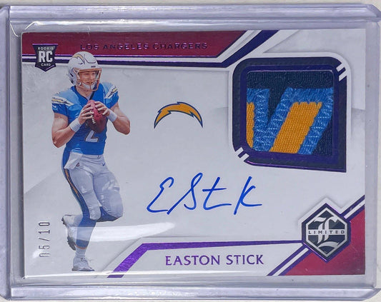 EASTON STICK 2019 LIMITED 3 COLOR PATCH PURPLE ON CARD AUTO ROOKIE RC #D 05/10