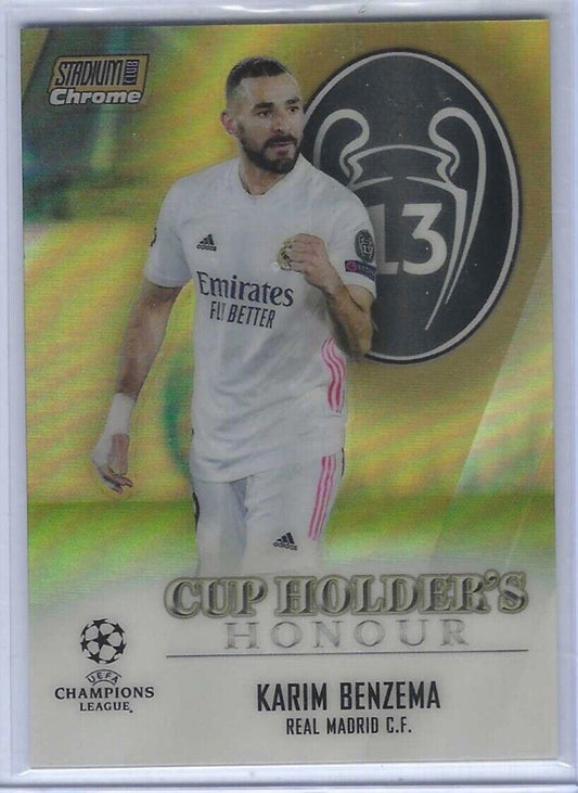 KARIM BENZEMA 2020-21 STADIUM CLUB CHROME CUP HOLDERS HONOUR GOLD REFRACTOR /50