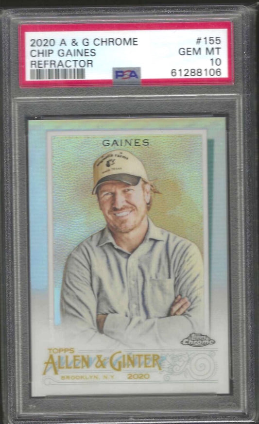 CHIP GAINES 2020 TOPPS CHROME ALLEN AND GINTER REFRACTOR #155 PSA 10 GEM POP 2