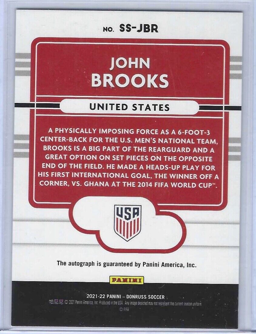 JOHN BROOKS 2021-22 DONRUSS ROAD TO QATAR USA SILVER SIGNATURE SERIES AUTO