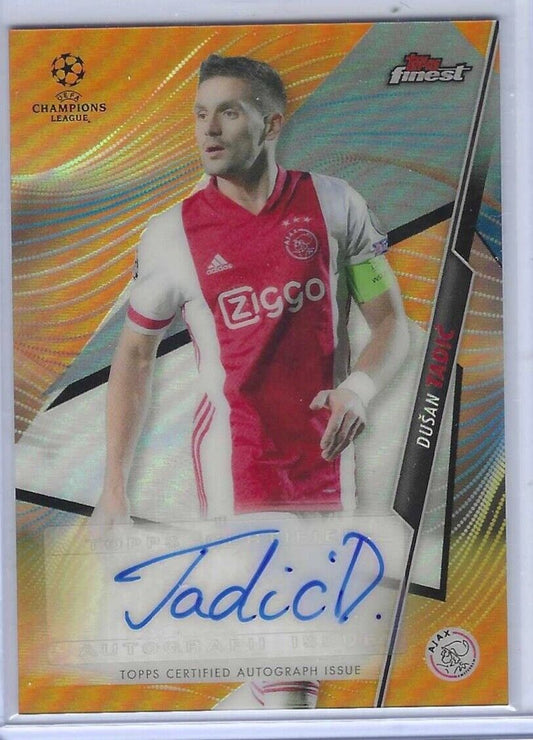 DUSAN TADIC 2020-21 TOPPS FINEST UCL ORANGE REFRACTOR AUTO #D 04/25