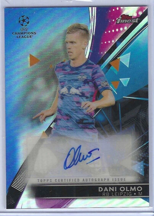 DANI OLMO 2021-22 TOPPS FINEST UCL BLUE REFRACTOR AUTO #D 086/150