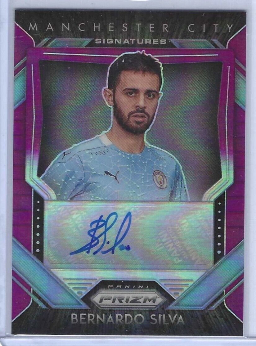 BERNARDO SILVA 2020-21 PANINI PRIZM EPL PURPLE PRIZM AUTO #D 39/99