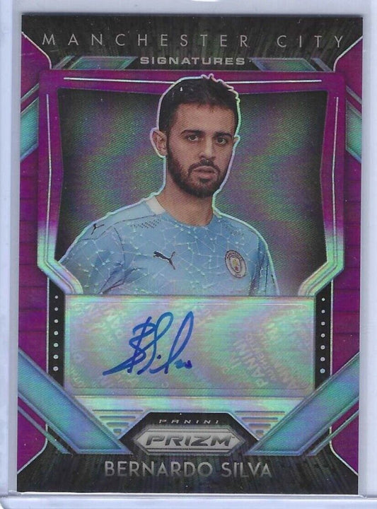 BERNARDO SILVA 2020-21 PANINI PRIZM EPL PURPLE PRIZM AUTO #D 39/99