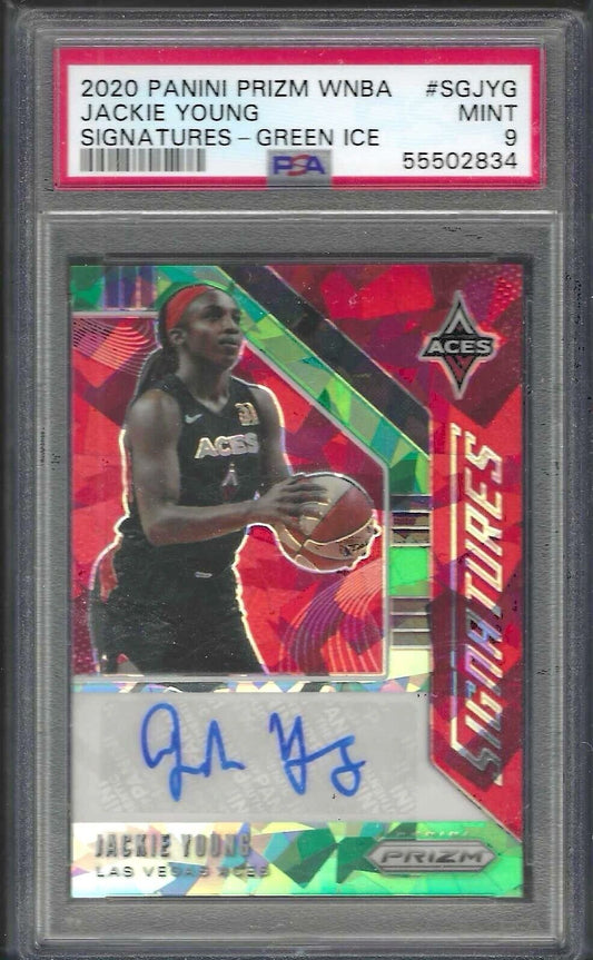 JACKIE YOUNG 2020 PANINI PRIZM WNBA GREEN ICE PRIZM AUTO PSA 9 MINT POP 3