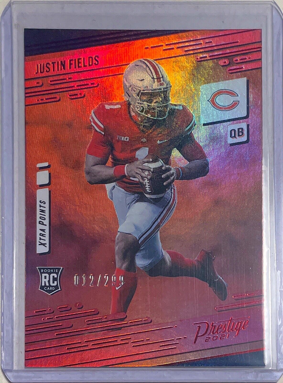 JUSTIN FIELDS 2021 PANINI PRESTIGE XTRA POINTS RED ROOKIE RC #D 012/299