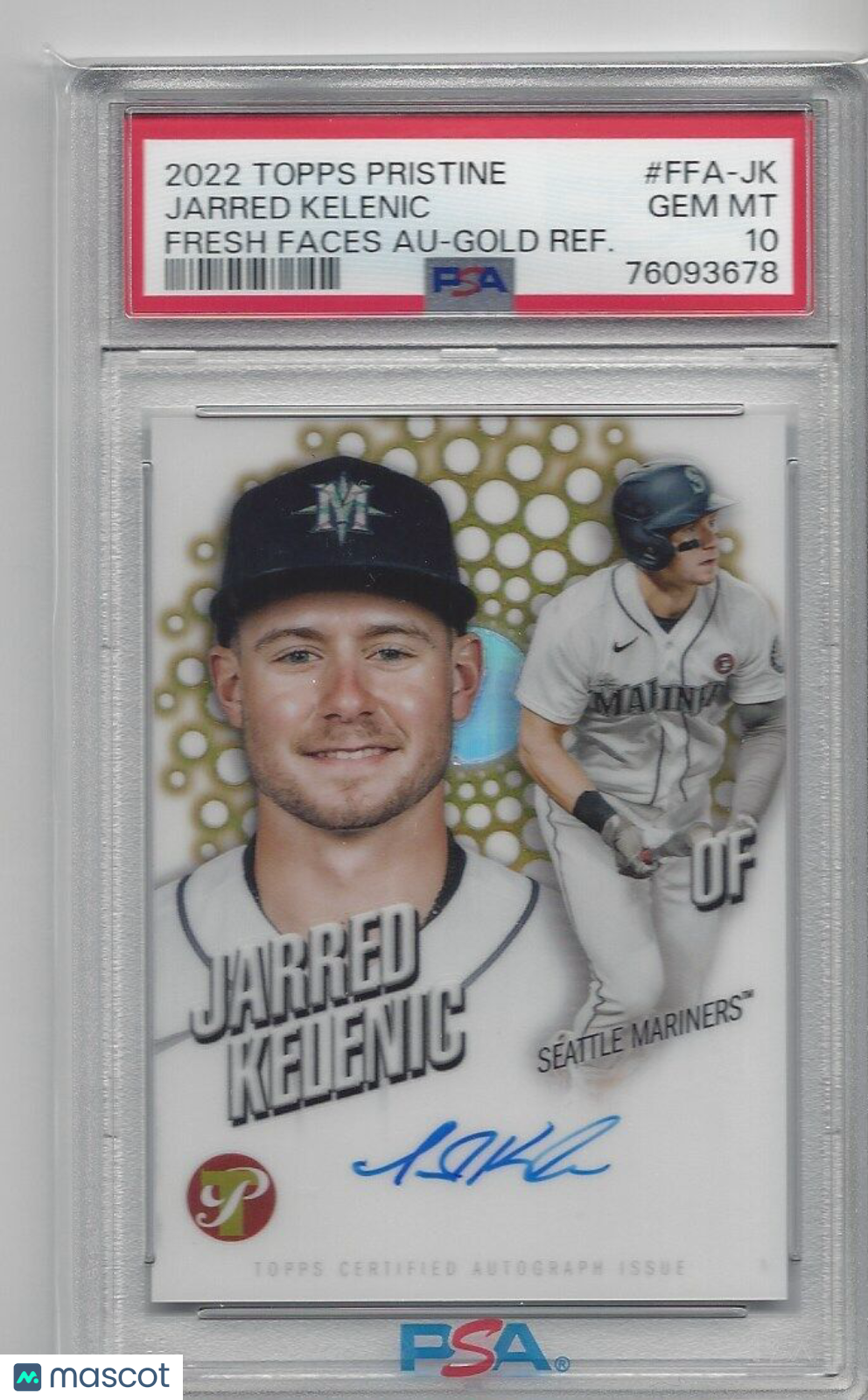 JARRED KELENIC 2022 PRISTINE FRESH FACES GOLD REFRACTOR AUTO /50 PSA 10 POP 1/1