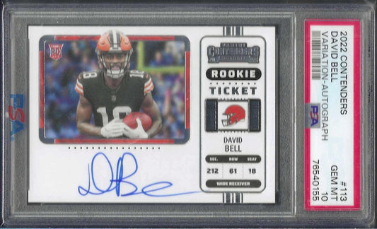 DAVID BELL 2022 PANINI CONTENDERS VARIATION AUTO RC #113 PSA 10 GEM MINT POP 2