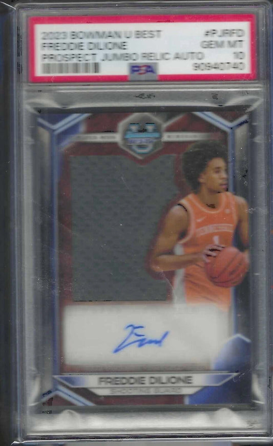 FREDDIE DILIONE 2023 BOWMAN U BEST JUMBO PATCH AUTO PSA 10 GEM MINT POP 1/1