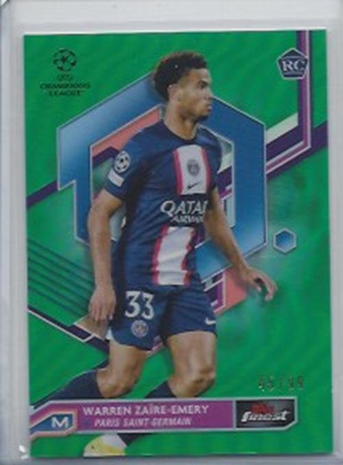 2022-23 TOPPS FINEST UCL FINEST GREEN REFRACTOR #D /99 YOU PICK CHOOSE EMERY RC+