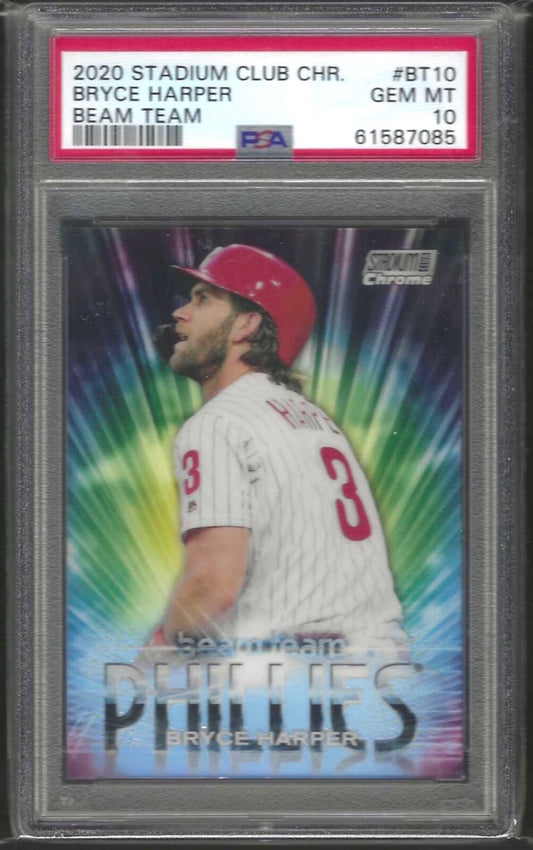 BRYCE HARPER 2020 TOPPS STADIUM CLUB CHROME BEAM TEAM #BT10 PSA 10 GEM POP 3