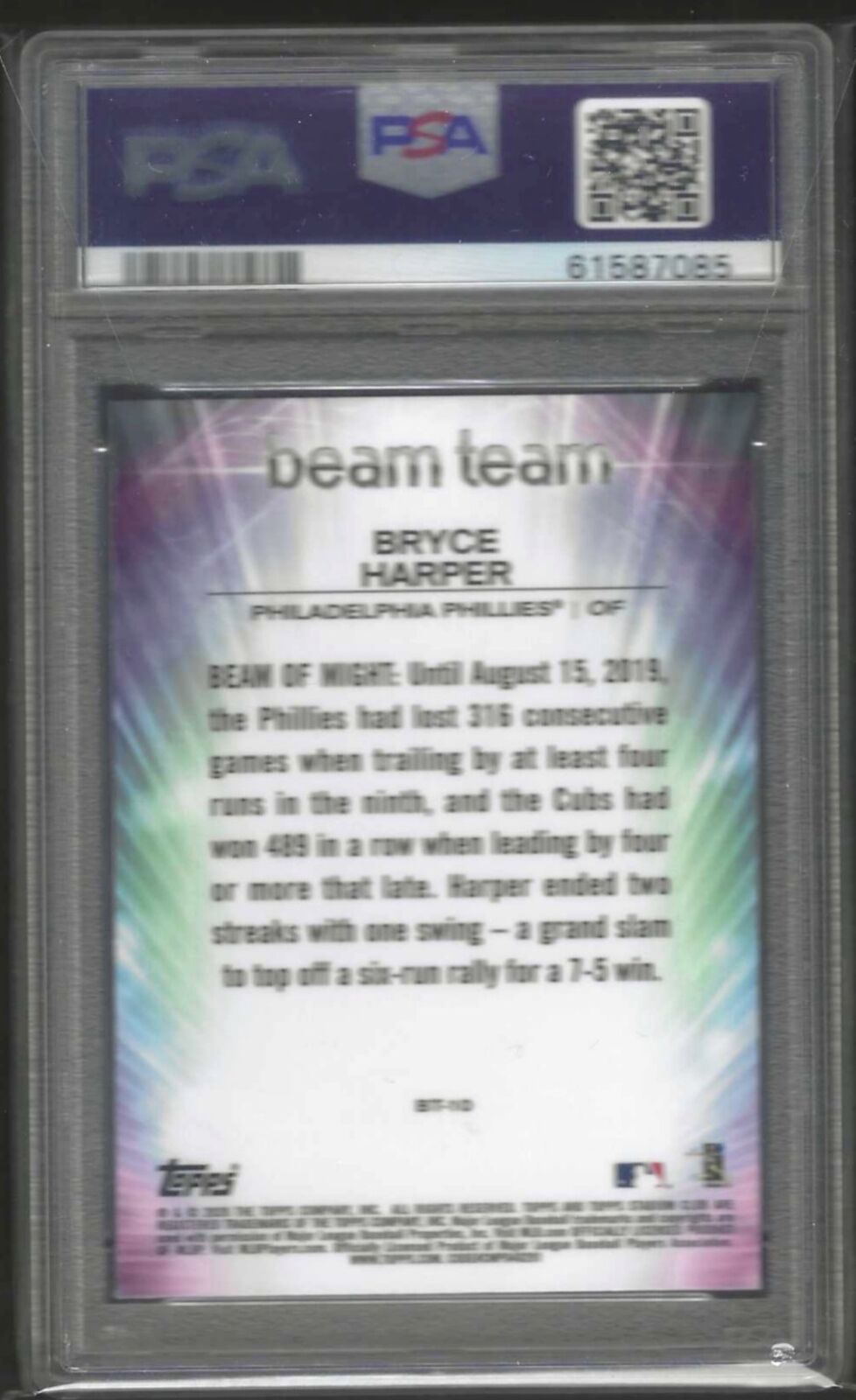 BRYCE HARPER 2020 TOPPS STADIUM CLUB CHROME BEAM TEAM #BT10 PSA 10 GEM POP 3