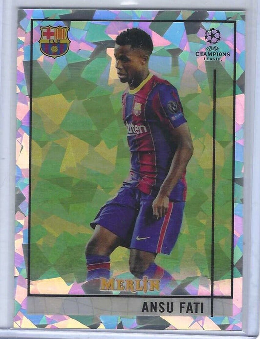 ANSU FATI 2020-21 TOPPS MERLIN CHROME SILVER CRACKED ICE REFRACTOR #D 186/250