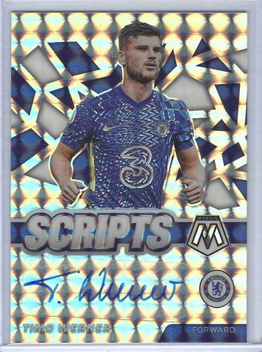 TIMO WERNER 2021-22 PANINI MOSAIC EPL SILVER MOSAIC SCRIPTS AUTO #SM-TMO