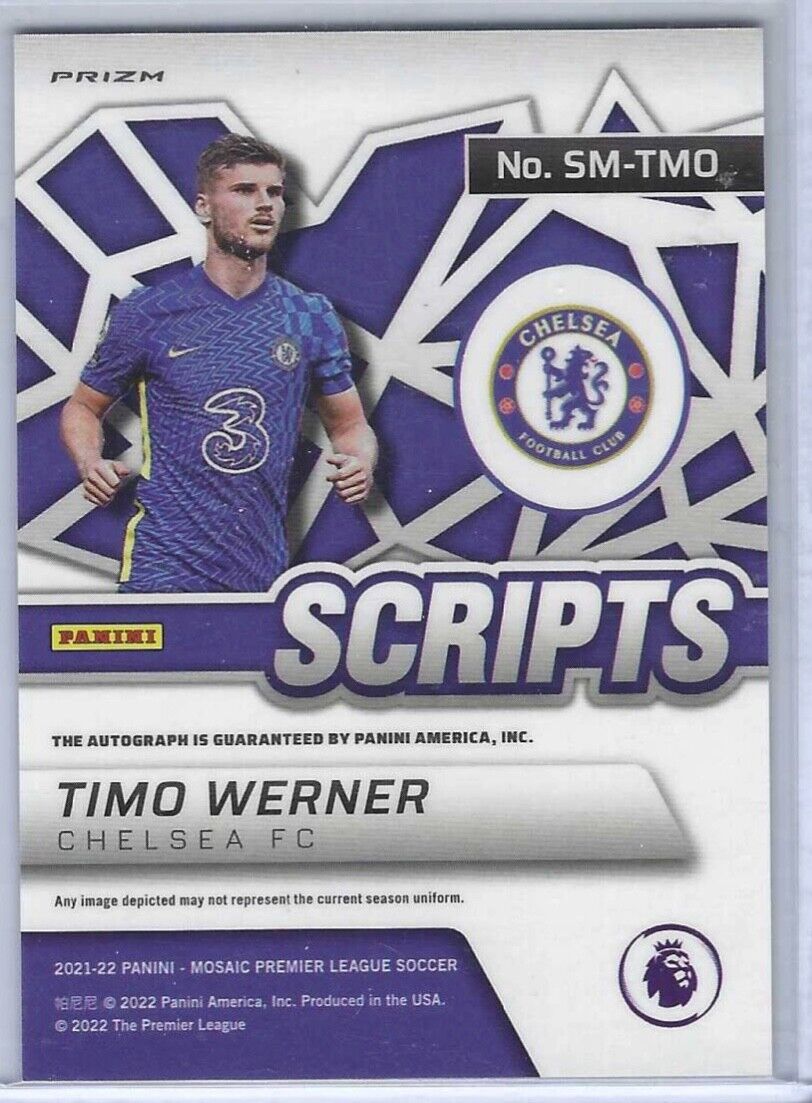 TIMO WERNER 2021-22 PANINI MOSAIC EPL SILVER MOSAIC SCRIPTS AUTO #SM-TMO