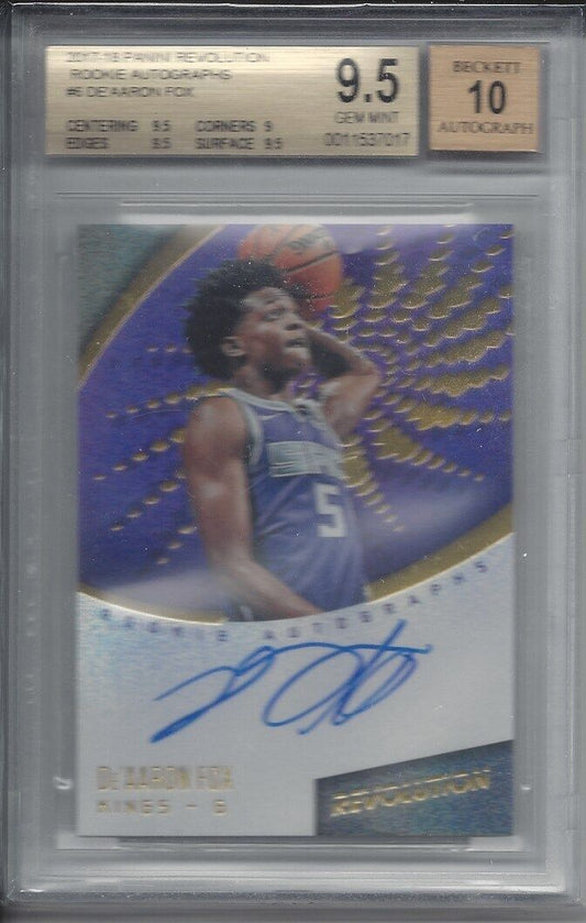 DE'AARON FOX 2017-18 PANINI REVOLUTION ON CARD ROOKIE AUTO RC BGS 9.5 w/ 10 AU