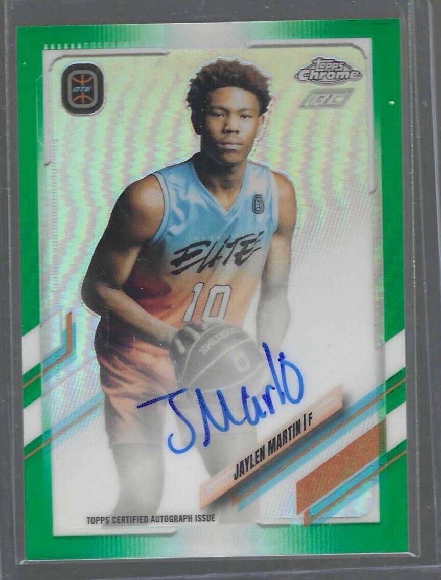 JAYLEN MARTIN 2021-22 TOPPS CHROME OVERTIME ELITE GREEN REFRACTOR AUTO RC #D /75