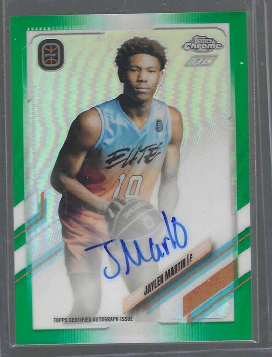 JAYLEN MARTIN 2021-22 TOPPS CHROME OVERTIME ELITE GREEN REFRACTOR AUTO RC #D /75