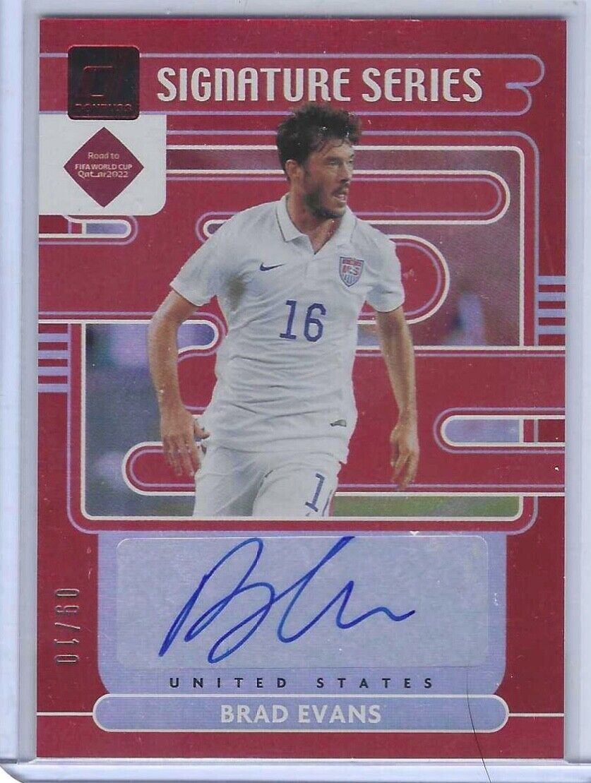 BRAD EVANS 2021-22 DONRUSS ROAD TO QATAR USA RED SIGNATURE SERIES AUTO #D 09/10
