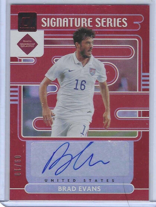 BRAD EVANS 2021-22 DONRUSS ROAD TO QATAR USA RED SIGNATURE SERIES AUTO #D 09/10