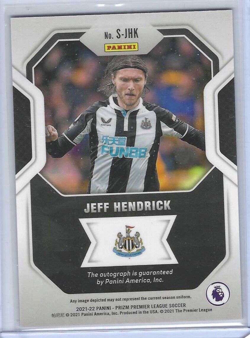 JEFF HENDRICK 2021-22 PANINI PRIZM EPL SIGNATURES AUTO #S-JHK