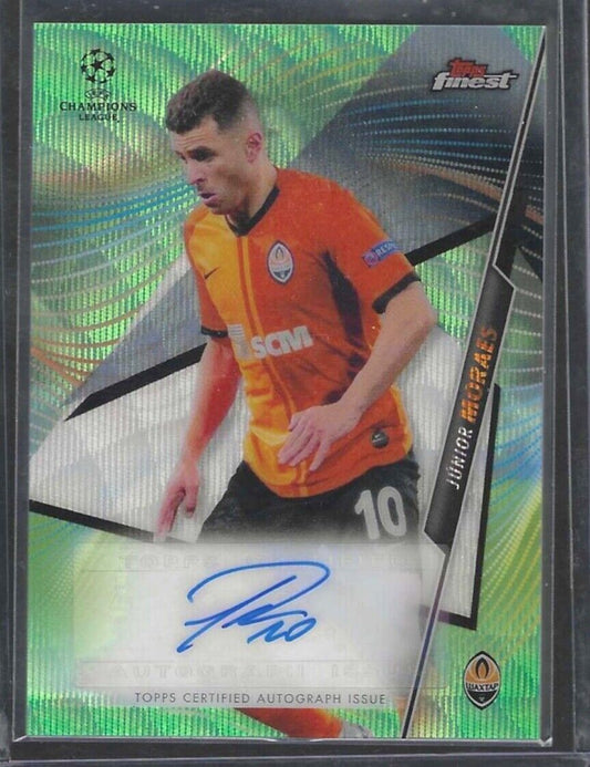 JUNIOR MORAES 2020-21 TOPPS FINEST UCL GREEN WAVE REFRACTOR AUTO #D 47/99