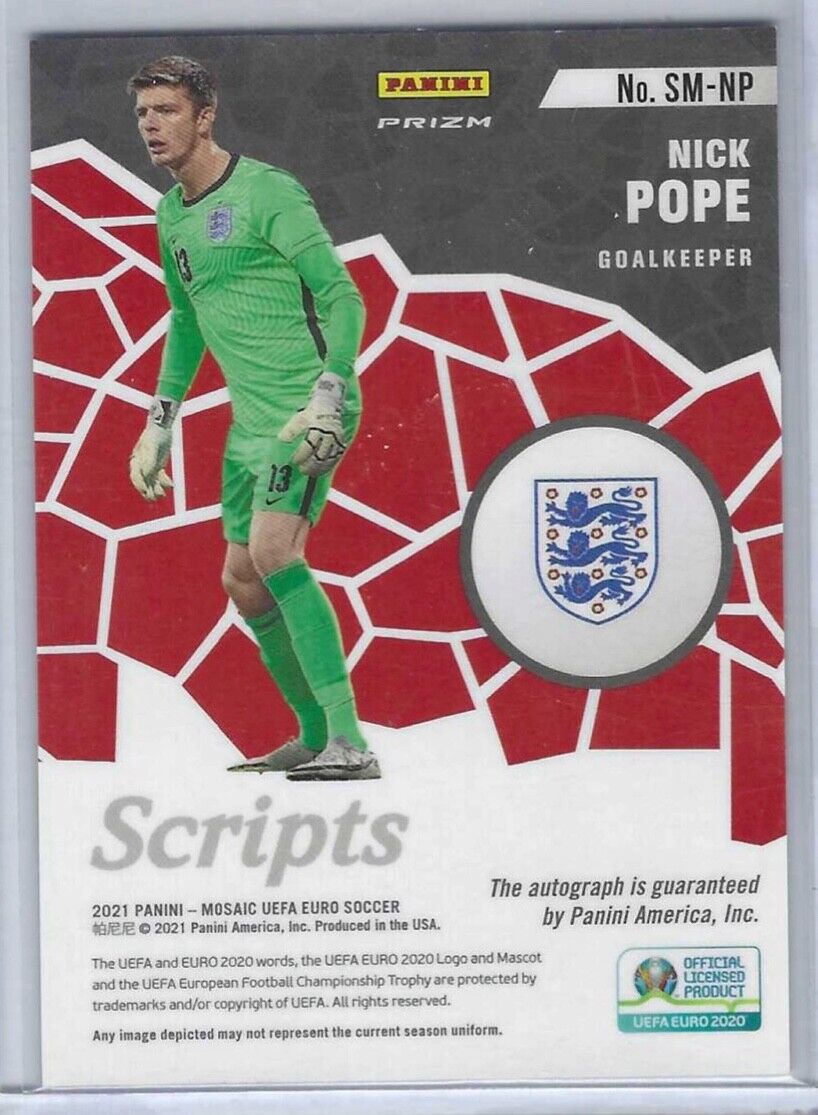 NICK POPE 2020-21 PANINI MOSAIC UEFA SILVER CIRCLES SCRIPTS AUTO #SM-NP