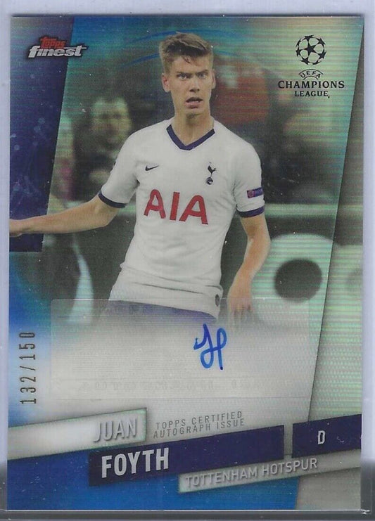 JUAN FOYTH 2019-20 TOPPS FINEST UCL BLUE REFRACTOR AUTO #D 132/150