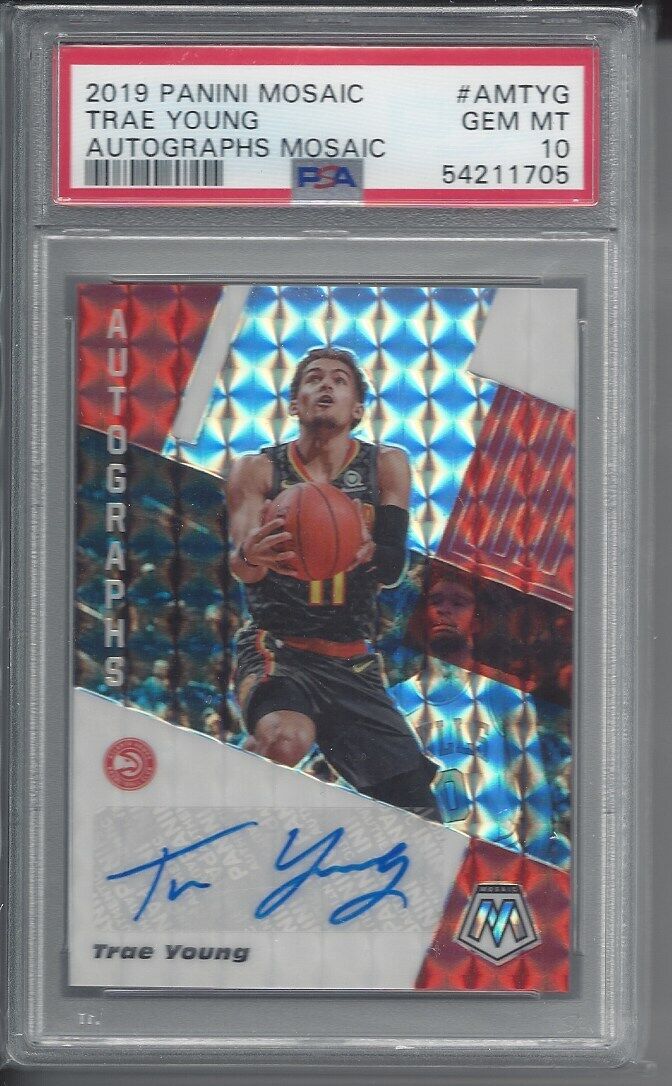TRAE YOUNG 2019-20 PANINI MOSAIC HAWKS PRIZM AUTO PSA 10 GEM MINT
