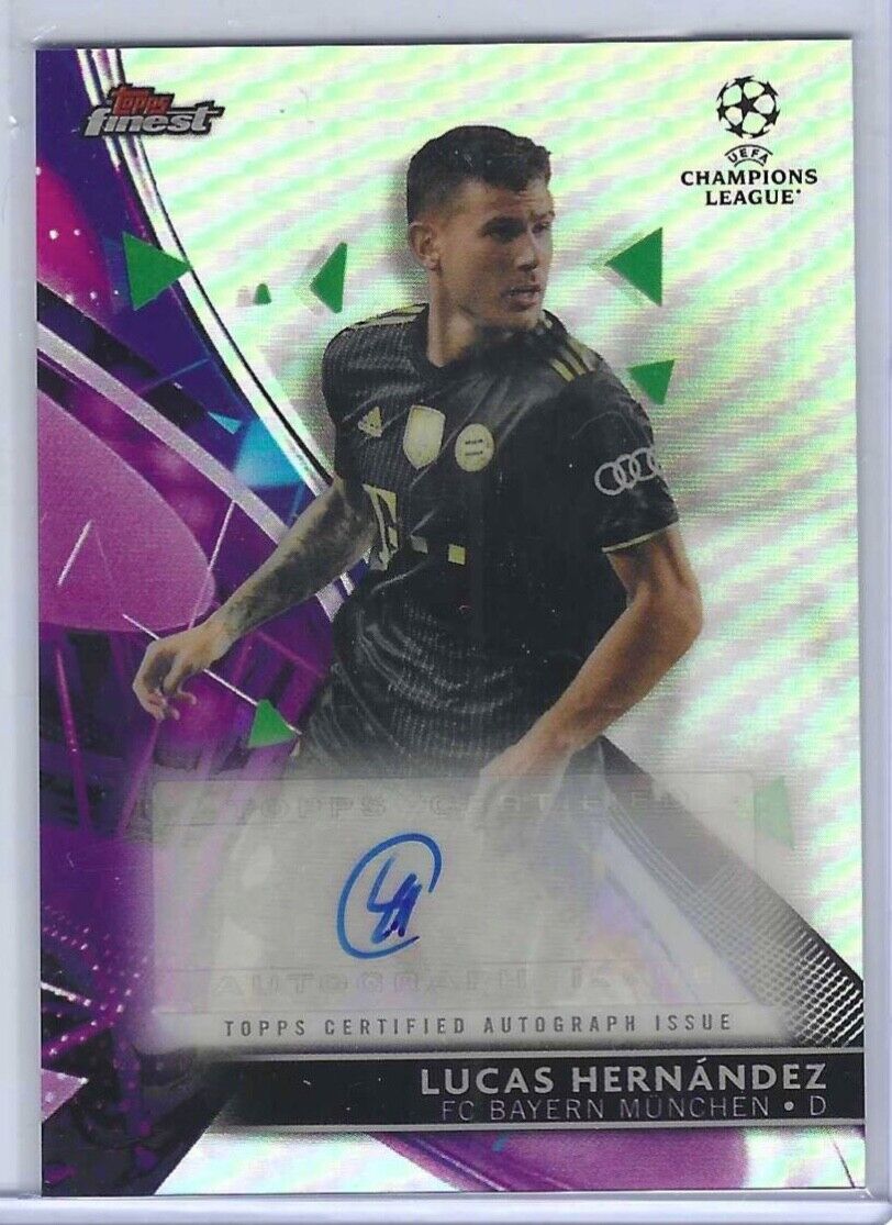 LUCAS HERNANDEZ 2021-22 TOPPS FINEST UCL SILVER REFRACTOR AUTO #BA-LH