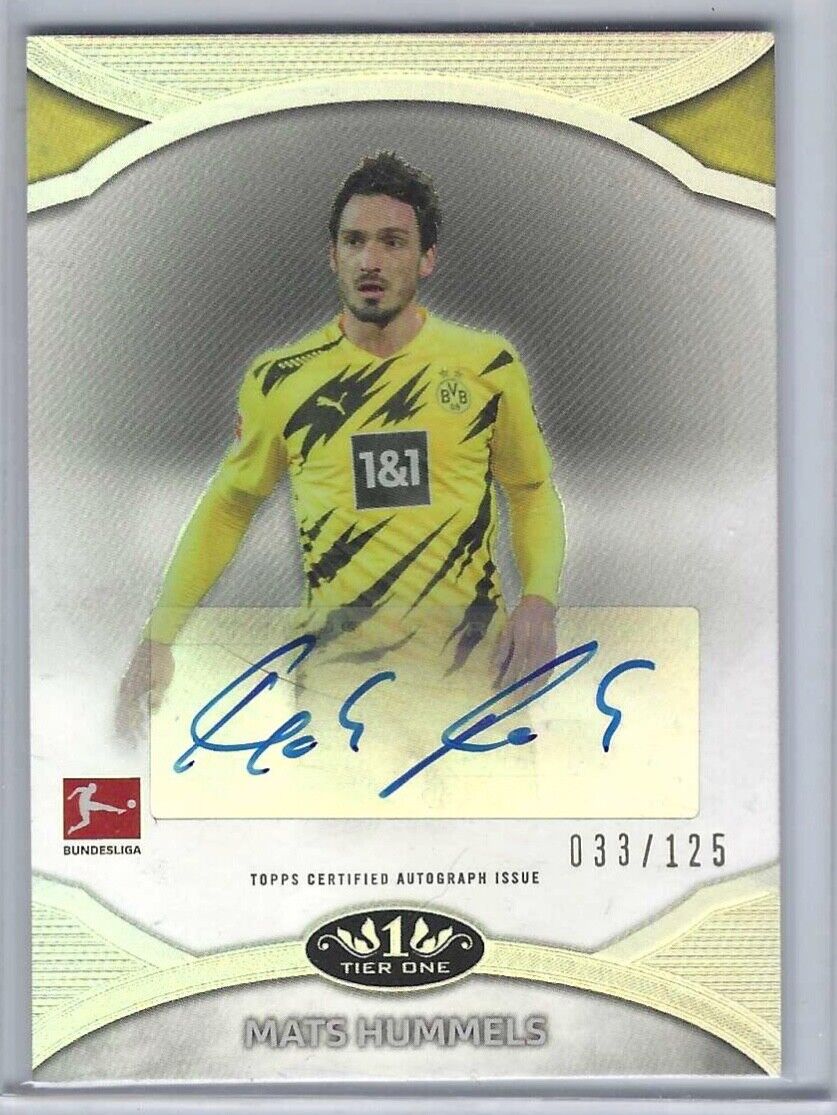 MATS HUMMELS 2020-21 TOPPS TIER ONE BUNDESLIGA SILVER FOIL AUTO #D 033/125